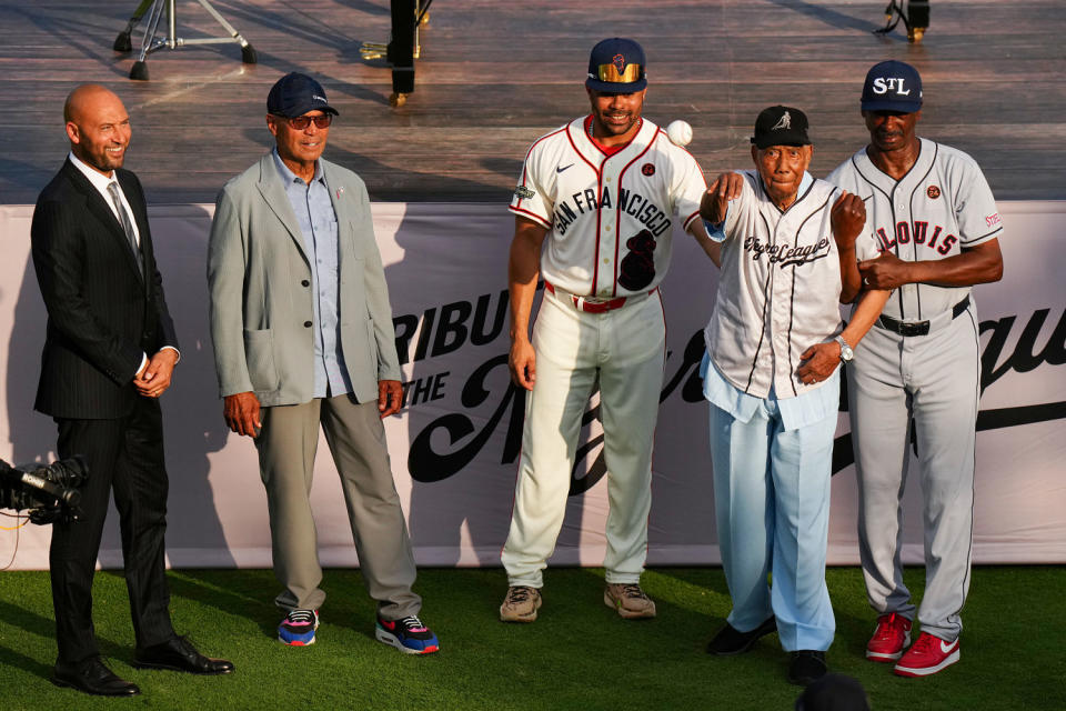 Negro League legends. (Daniel Shirey / MLB Photos via Getty Images)