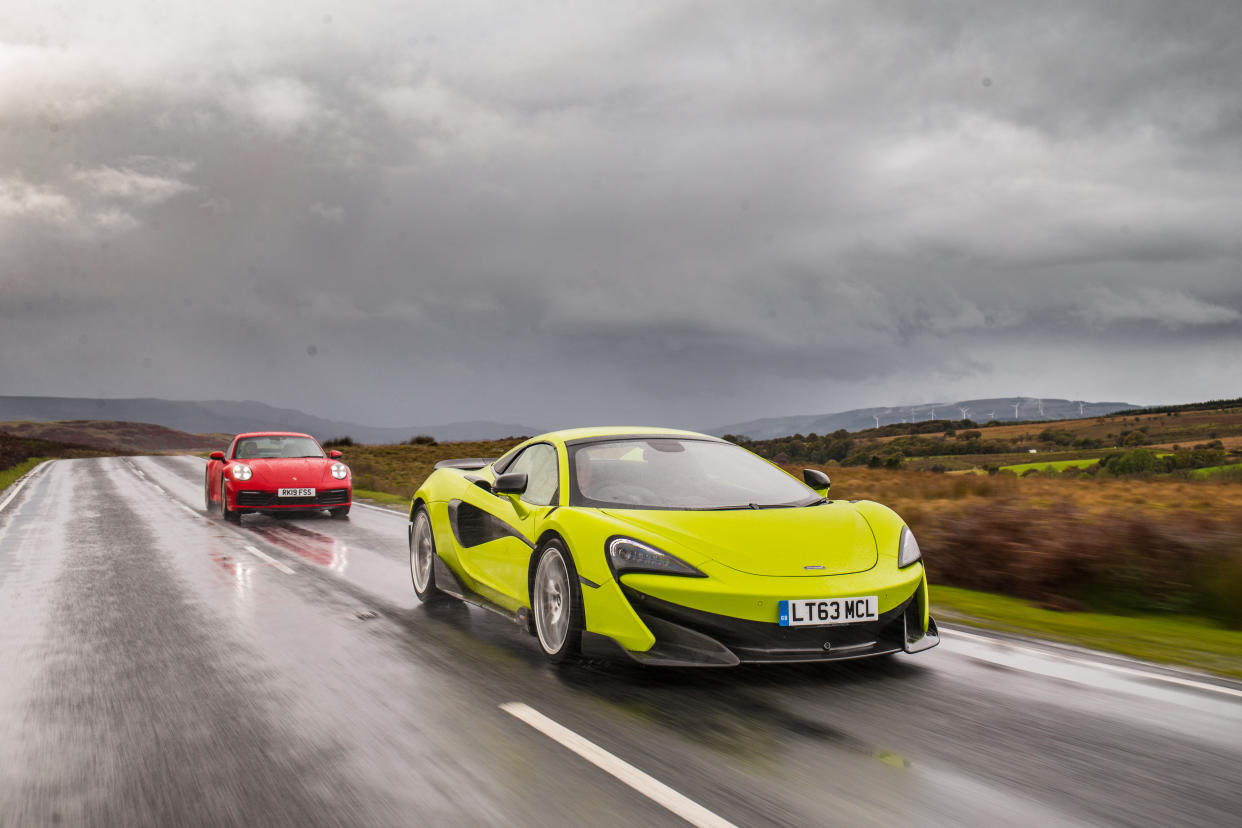 The McLaren proved to be a handful on wet roads