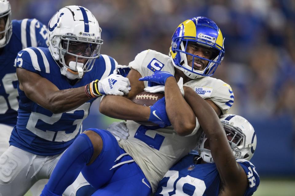 Rams wide receiver Robert Woods catches a pass against the Indianapolis Colts.