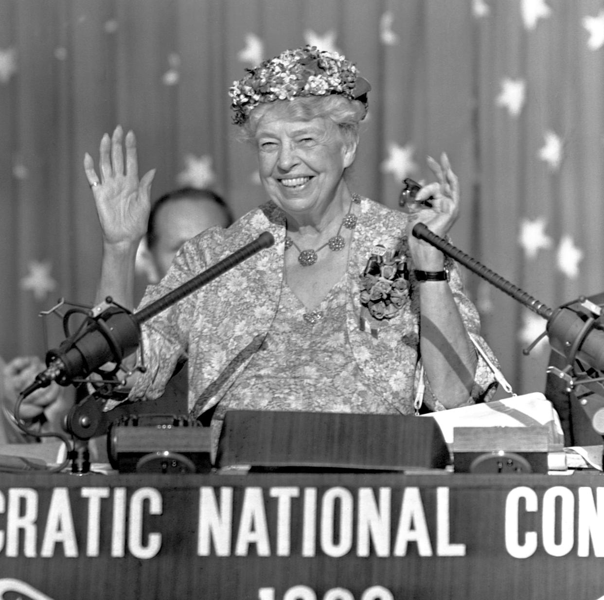 Eleanor Roosevelt Speaking at the 1960 Democratic National Convention (Bettmann / Courtesy Liz Prillaman Hewett)
