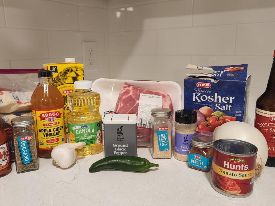 Ingredients for barbecue pulled pork