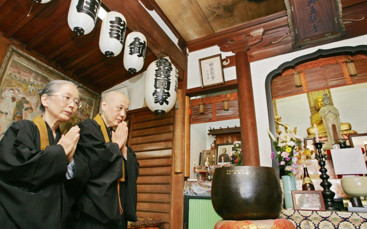 Koa Kannon temple in Atami was previously rumoured to be one of the places where the war criminals' cremated remains were interred - and became an shrine for nationalists as a result - AFP