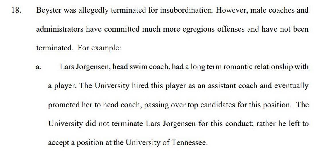 An excerpt from the 2014 lawsuit filed against the University of Toledo by head softball coach Tarrah Beyster.