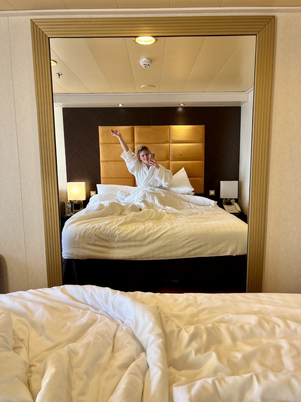 USA TODAY reporter Morgan Hines in her stateroom on MSC Divina in May.