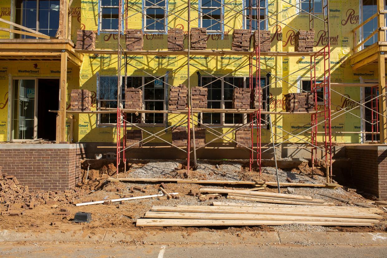 Work continues on a new building at the Arden Village Community in Columbia, Tenn., on Wednesday, Feb. 9, 2022. 