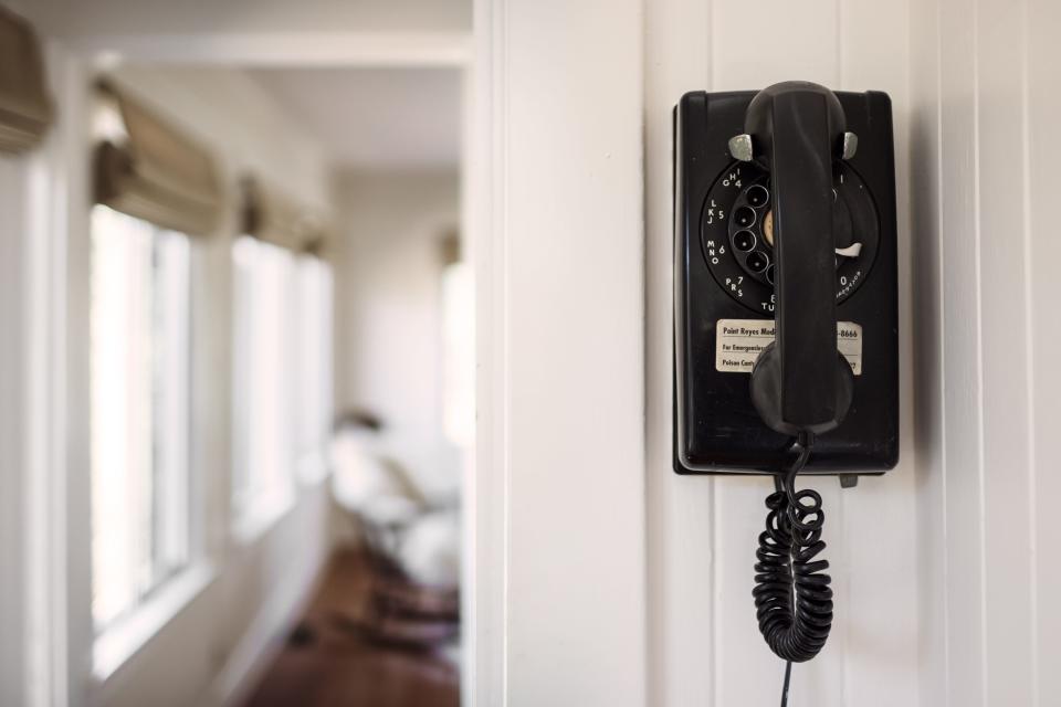 A view of the rotary phone that still hangs on the wall in Annie Leibovitz's California estate