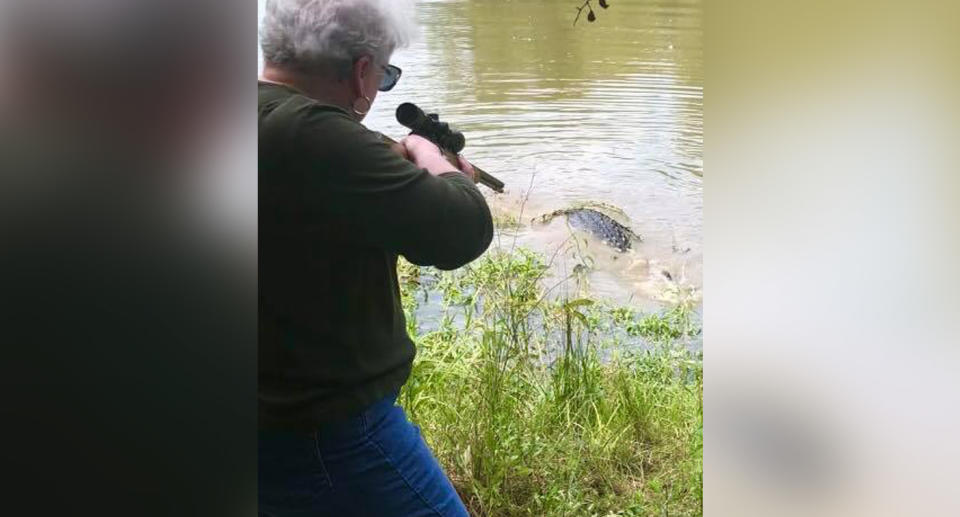 The great-grandmother killed an alligator which she suspected may have eaten her miniature horse. Source: Scott Hughes/Facebook