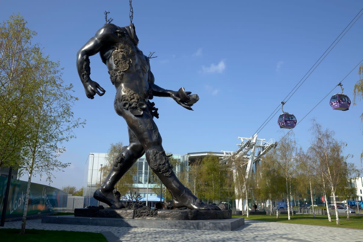 Unveiled: Damien Hirst’s Demon with Bowl on banks of the Thames in Greenwich (Damien Hirst and Science Ltd)