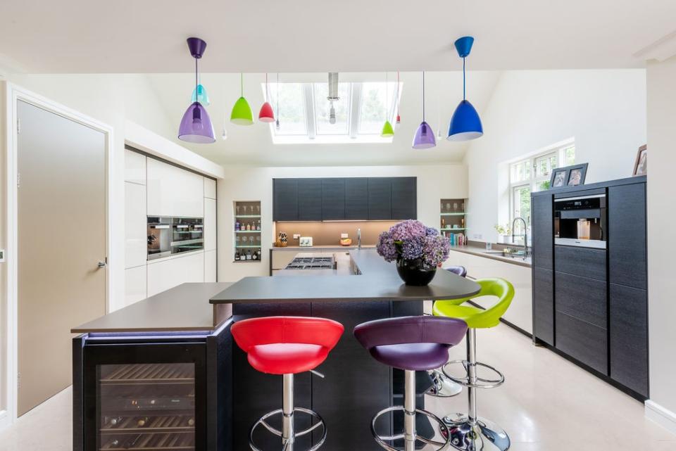 A funky kitchen in Croydon well-kitted out with a spirits bar and wine fridge (Foxtons)