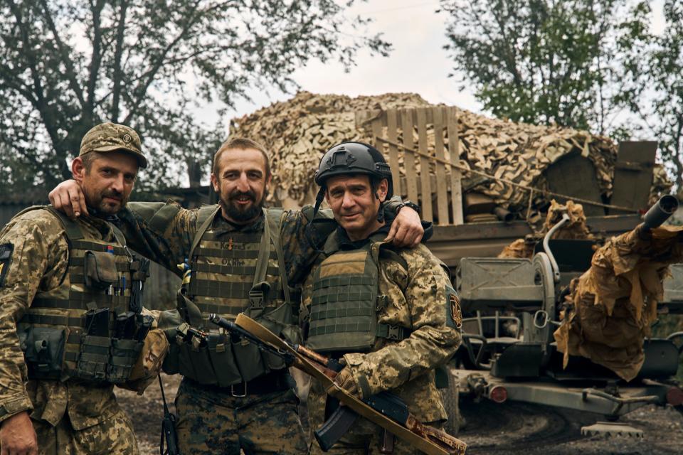 Ukrainian soldiers in Izium, Kharkiv, on 13 September, 2022. (AP)