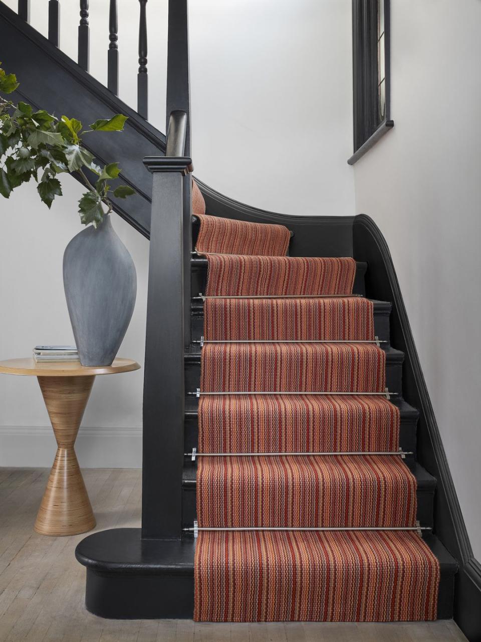 <p>Bold and brilliant stair carpets will make a real design statement. 'Jewelled tones of crimson, magenta and yellow give us a cheerful palette to work with and can be used on flooring for statement carpets and rugs,' the team at Fibre Flooring say. </p><p>'With full permission to be bold with colour, pattern and texture, you can look at stripes to really set off a room scheme.'</p><p>Pictured: Wool Varsity in 'Princeton' from <a href="https://www.fibreflooring.com/product/wool-varsity-princeton/" rel="nofollow noopener" target="_blank" data-ylk="slk:Fibre Flooring;elm:context_link;itc:0;sec:content-canvas" class="link ">Fibre Flooring</a></p>