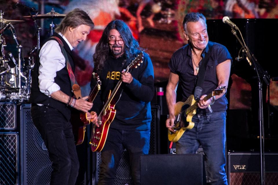 Paul McCartney, Dave Grohl and Bruce Springsteen (Joel C Ryan/Invision/AP)