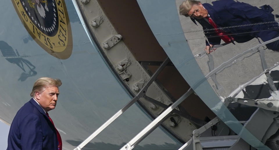 Donald Trump boarding a air force one