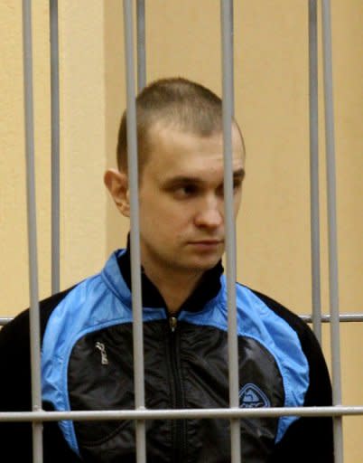 Dmitry Konovalov, one of the two men sentenced to death for a deadly Minsk metro bombing last year, standing inside the defendant cage during his trial in the House of Justice in the Belarus capital Minsk in 2011. Belarus has executed both men convicted of a Minsk metro bombing that killed 15 people in the nation's worst attack since its post-Soviet independence, state television reported