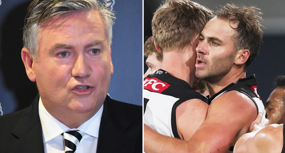 Pictured left is AFL identity Eddie McGuire and Port Adelaide's Jeremy Finlayson on the right.