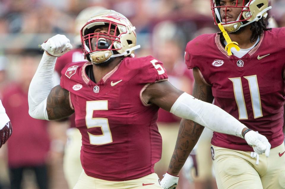 Florida State's Jared Verse is among a handful of players projected to go in the first round of the NFL draft as an edge rusher.