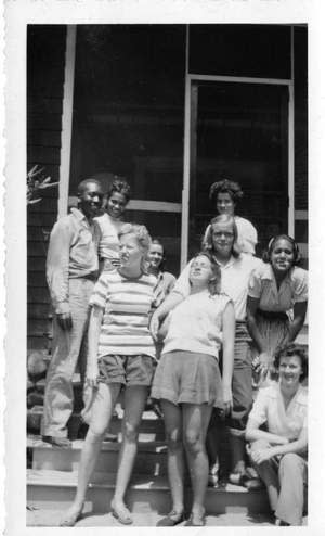 Jacob and Gwendolyn Lawrence (back left) at Black Mountain College, 1946.