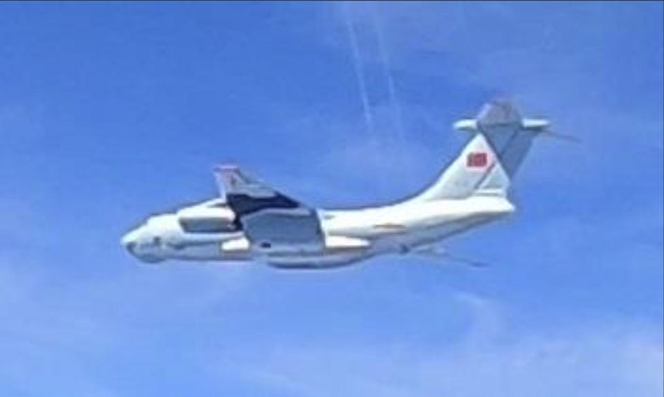 This handout photo from the Royal Malaysian Air Force taken on May 31, 2021 and released on June 1, 2021 shows a Chinese People's Liberation Army Air Force (PLAAF) Ilyushin Il-76 aircraft that Malaysian authorities said was in the airspace over Malaysia's maritime zone near the coast of Sarawak state on Borneo island. (Royal Malaysian Air Force via AP)