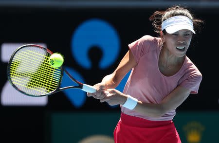 Tennis - Australian Open - Third Round - Melbourne Park, Melbourne, Australia, January 19, 2019. Taiwan's Hsieh Su-Wei in action during the match against Japan's Naomi Osaka. REUTERS/Lucy Nicholson