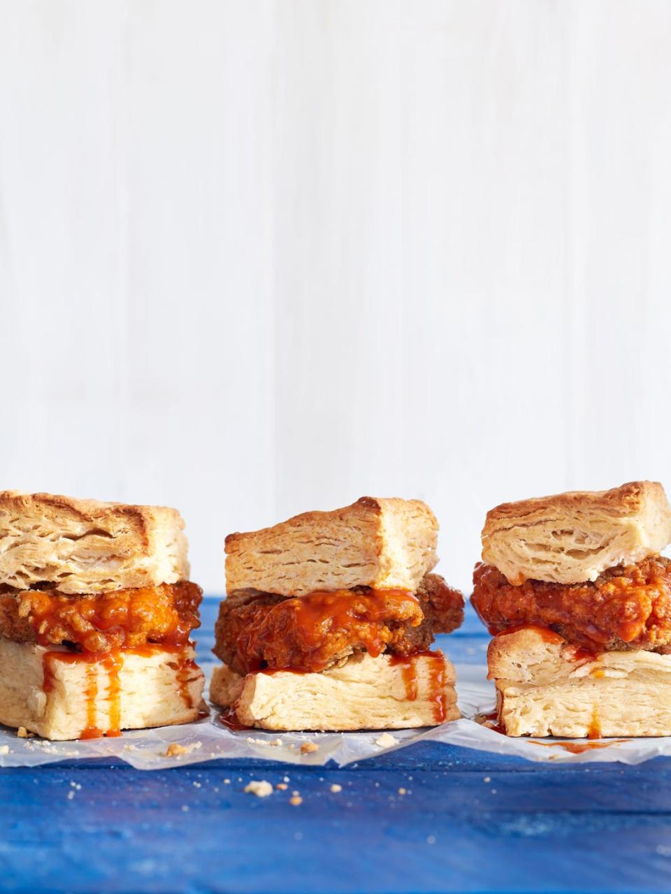 12) Biscuit Sandwiches with Sweet Heat Hot Chicken