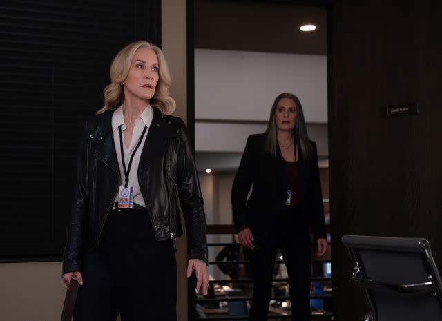 <p>Michael Yarish /Paramount+</p> Felicity Huffman as Dr. Jill Gideon and Paget Brewster as Emily Prentiss in 'Criminal Minds: Evolution'