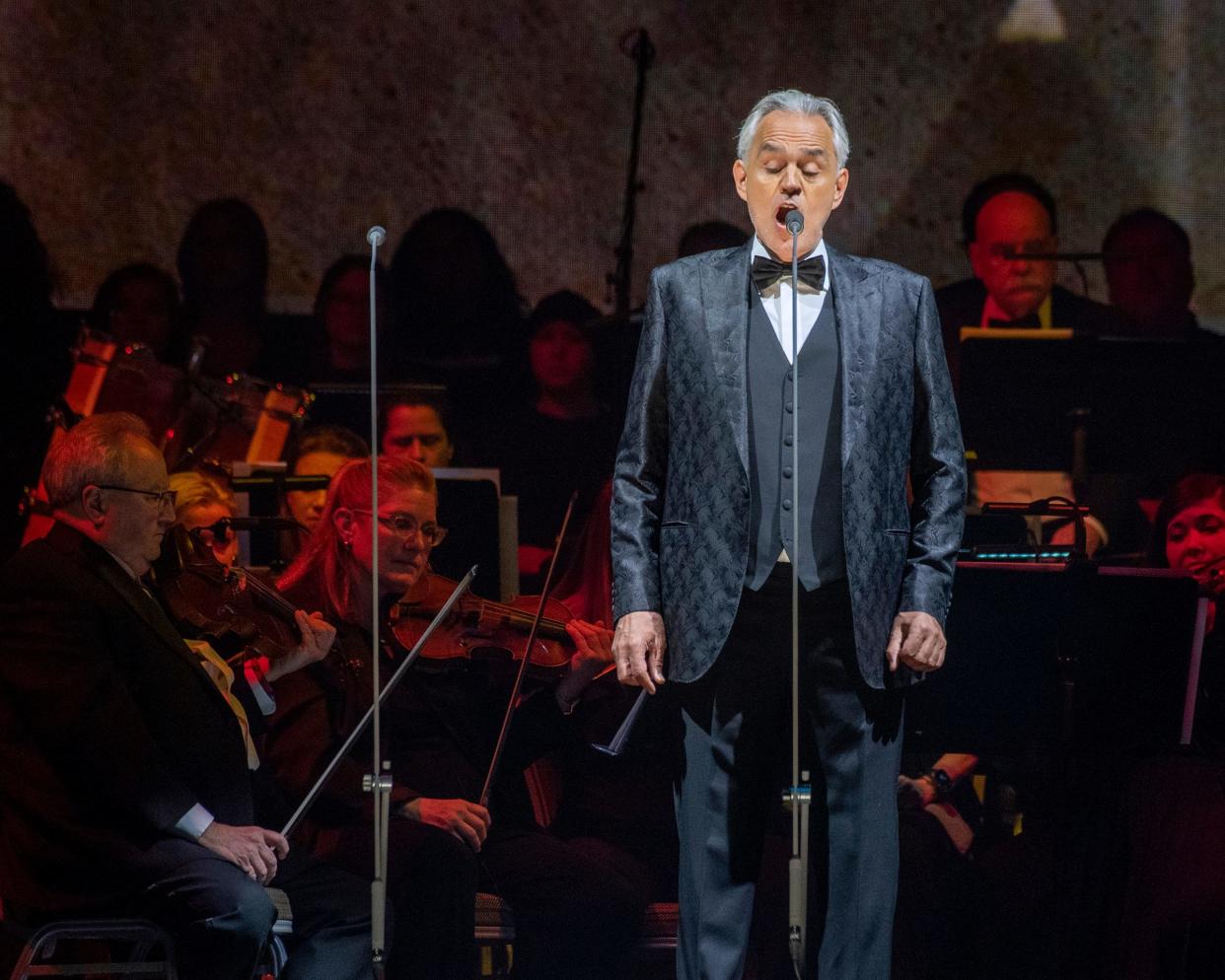 Andrea Bocelli sings early on in his two-act PPG Paints Arena concert.