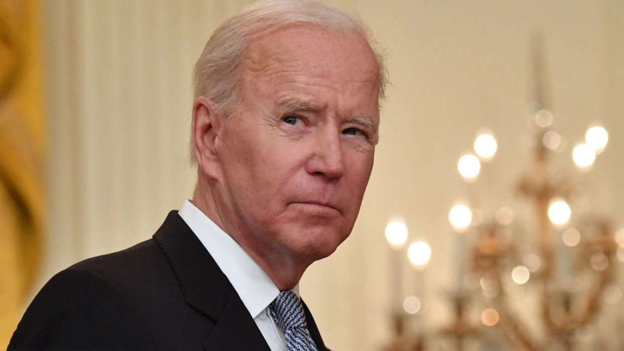 US President Joe Biden delivers remarks on the COVID-19 response and the vaccination in the East Room at the White House in Washington, DC on May 17, 2021. (Nicholas Kamm/AFP via Getty Images)