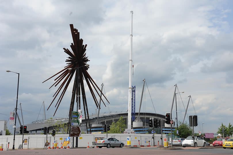 B of the Bang Sculpture at Eastlands