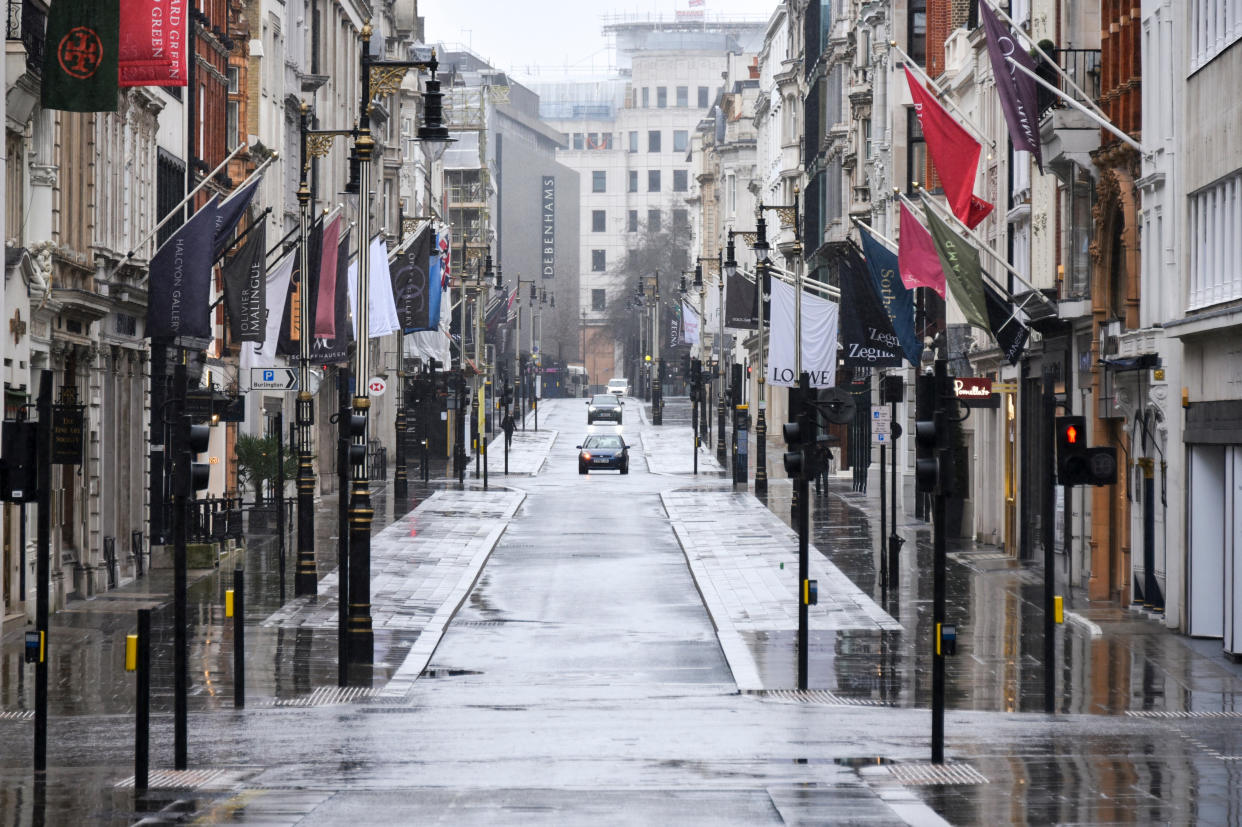 <p>General view of a deserted street in Mayfair, London, (stock image)</p> (AP)