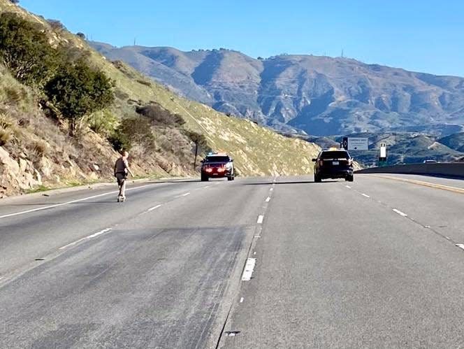 Westbound lanes of Highway 118 near Rocky Peak Road were closed as California Highway Patrol officials investigated a road-rage shooting on Friday, Jan. 21, 2022.