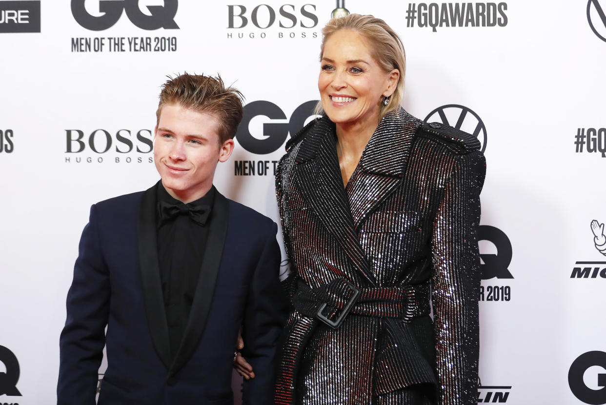 Sharon Stone and her son Roan Bronstein at the 21st GQ Men of the Year Award on November 07, 2019 in Berlin, Germany. (Franziska Krug / Getty Images for GQ Germany)