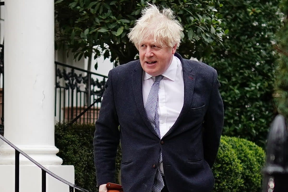 Former prime minister Boris Johnson was said to be ‘hystertical’ the night before Sue Gray published her report into lockdown-breaking gatherings at Downing Street  (PA Wire)