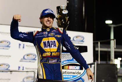 Chase Elliott celebrates after clinching the Nationwide Series championship. (USAT)