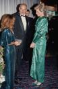 <p>Sean Connery and his wife met Princess Diana at the premiere of <em>The Hunt For Red October</em> in 1990. Both women complimented one another in dazzling sparkles and aqua dresses. </p>