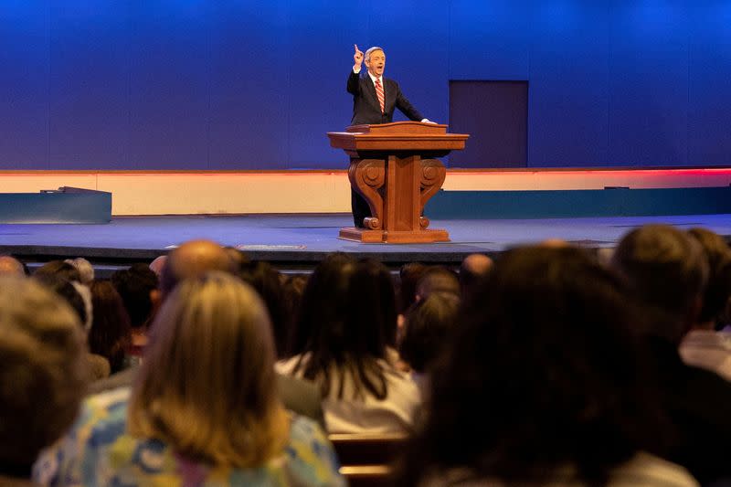 FILE PHOTO: Service at the First Baptist evangelical Southern Baptist megachurch in Dallas