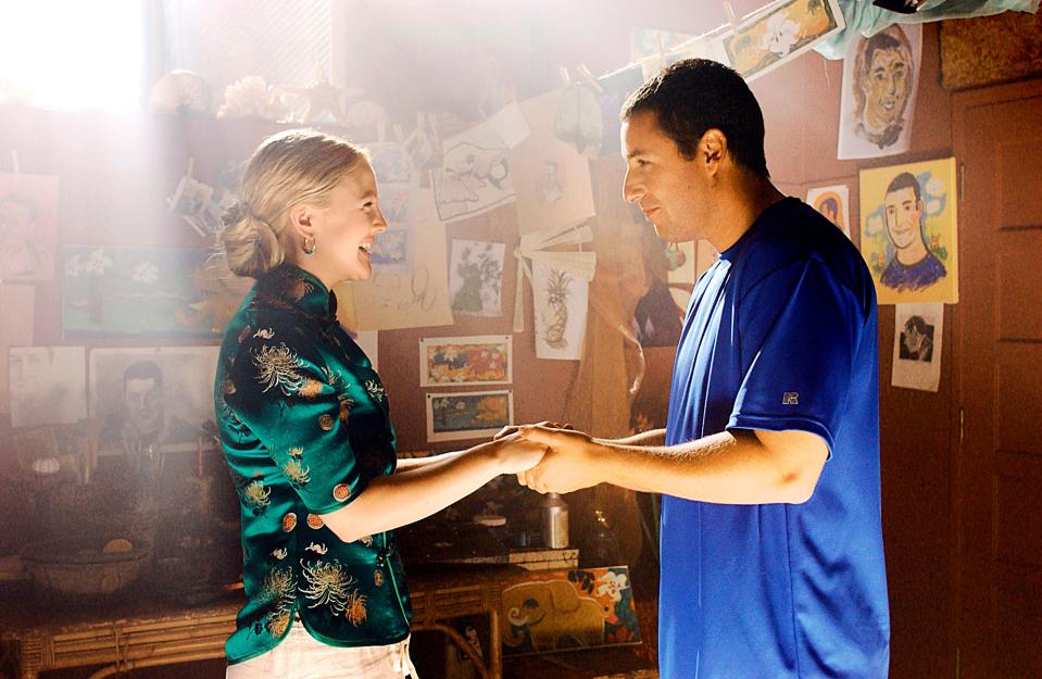 Adam Sandler plays a veterinarian who woos a woman (Drew Barrymore) with serious short-term memory issues in "50 First Dates."