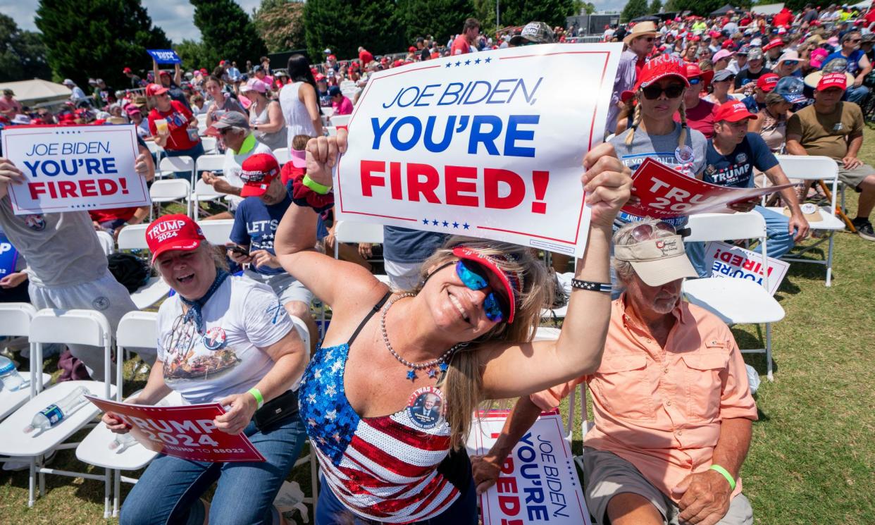 <span>Trump supporters at a rally in Chesapeake, Virginia, the day after the presidential debate.</span><span>Photograph: Shawn Thew/EPA</span>