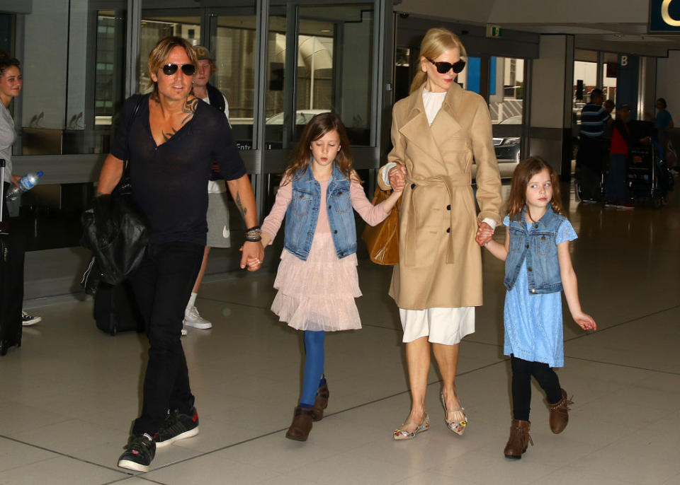Keith Urban and Nicole Kidman with their two children, Sunday, 10, and Faith, 7. (Photo: Getty Images)