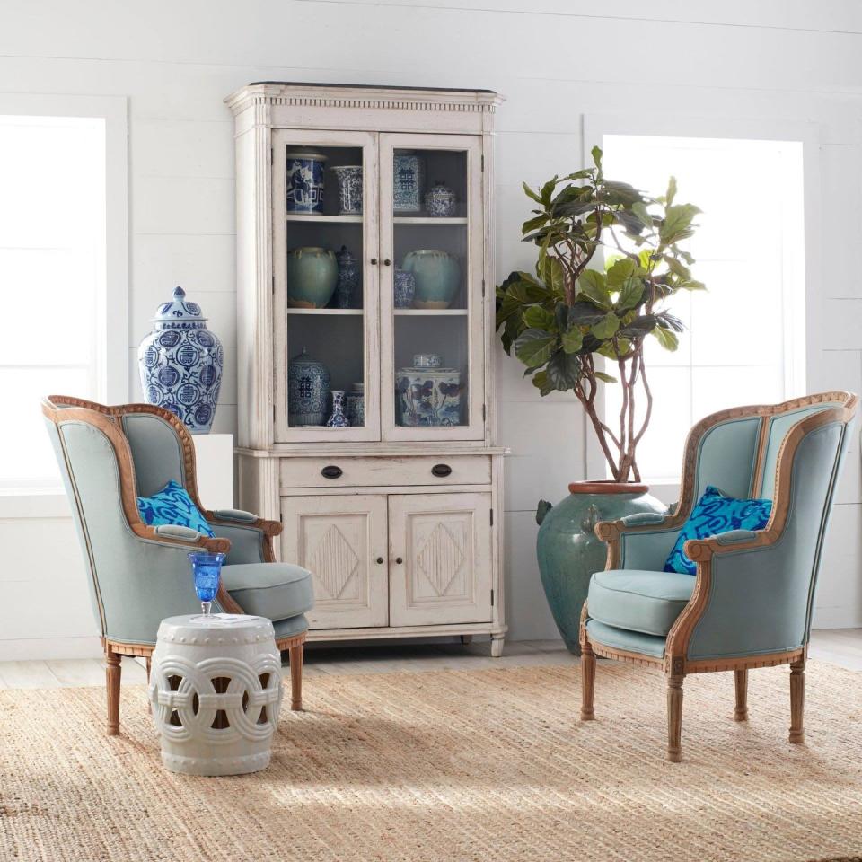 Furniture, Blue, Room, Floor, Living room, Chair, Interior design, Turquoise, Flooring, Table, 