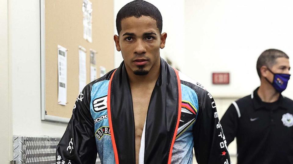 PHOTO: Félix Verdejo-Sánchez walks to the ring before a bout in Las Vegas on July 16, 2020. (Mikey Williams/Top Rank via Getty Images)