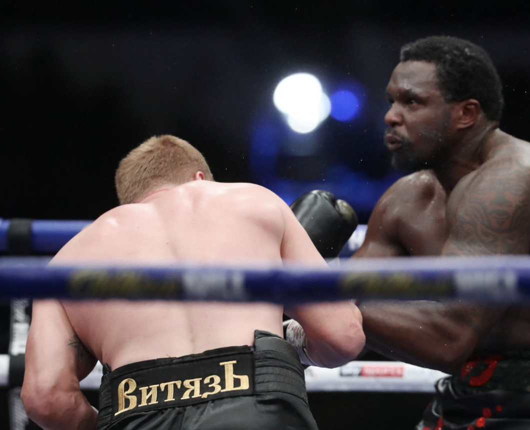 <p>Alexander Povetkin (left) knocked out Dillian Whyte in their first clash</p> (Matchroom Boxing)
