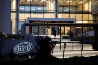 U.S. chipmaker Intel Corp's logo is seen at the entrance to their "smart building" in Petah Tikva, near Tel Aviv