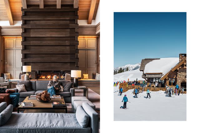 <p>Mark Hartman</p> From left: Cozying up in the Montage Big Sky lounge; Everett's 8800, a restaurant at the top of Andesite Mountain.