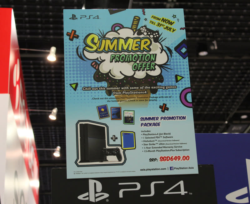 Sony's running a Summer Promotion at Comex. Get a PS4 and you'll get a free game (from a list), Hohokum and Star Strike Ultra from PSN,  a year's membership of PS Plus (needed to play online) and a year's extended warranty. All for $649.