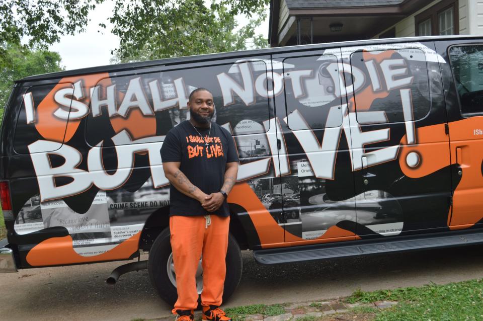 Renardo Baker, 47, has been working to stop youth gun violence by transforming the houses where he formerly sold drugs into places where they can process anger and trauma. His van is a regular at anti-violence events.