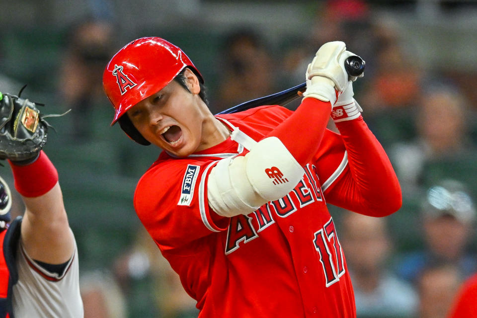 天使大谷翔平完成近6場比賽都有安打的紀錄。（MLB Photo by Rich von Biberstein/Icon Sportswire via Getty Images）