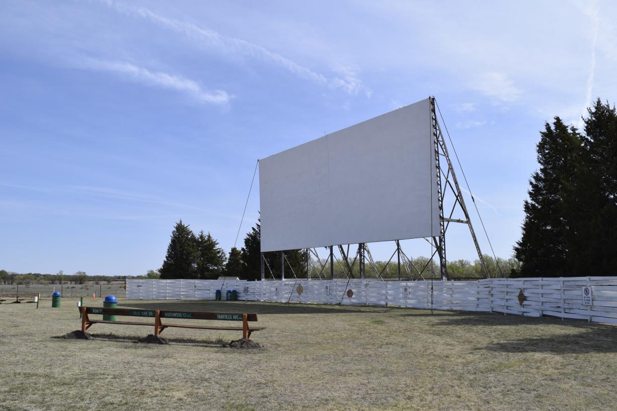 The 40 ft by 70 ft screen at the Kanopolis Drive In had to be repaired after being damaged in the Dec. 15, 2021 windstorm. The theater is opening up for 2023 after having to cancel the 2022 season.