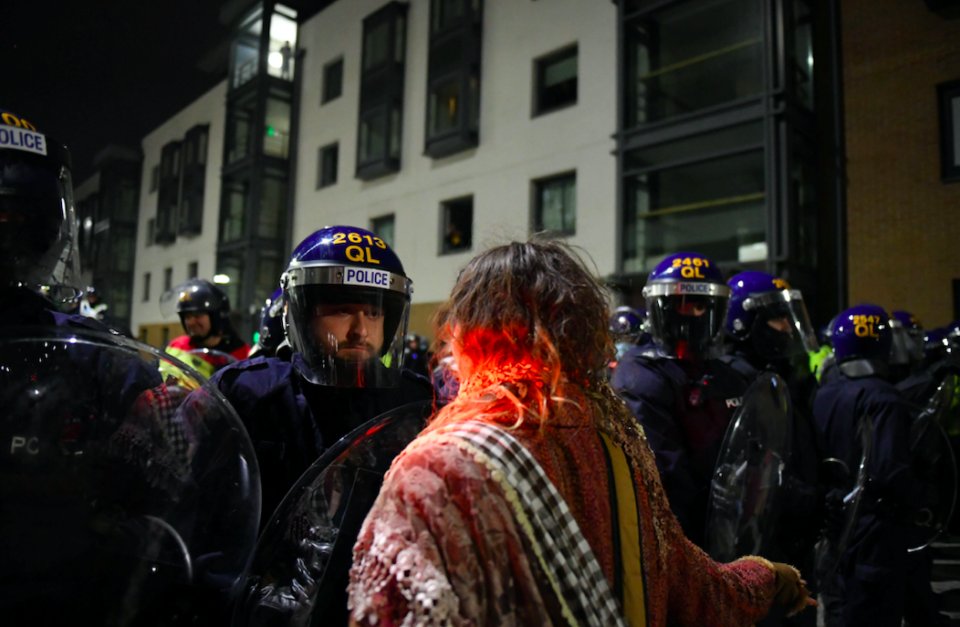 Police reminded the public that gatherings were not permitted, adding that demonstrators 'risk spreading the virus further'. (SWNS)