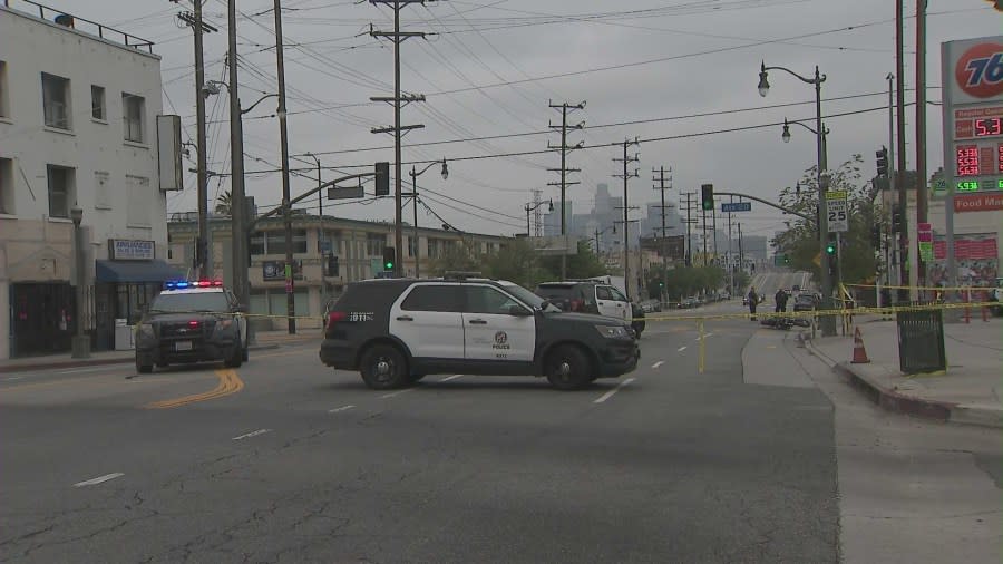 Two hit-and-run drivers remain at large after a motorcyclist was fatally struck in the Lincoln Heights neighborhood on May 18. 2024. (KTLA)