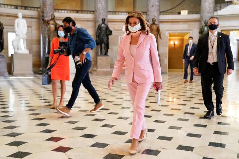 Speaker of the House Nancy Pelosi walks through the U.S. Capitol in Washington